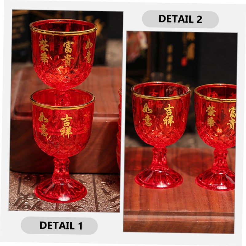 Festive Red Small Wine Cups 12pcs 40ml Plastic Wedding Party Liquor Glasses Traditional Celebration Tableware - Image 3