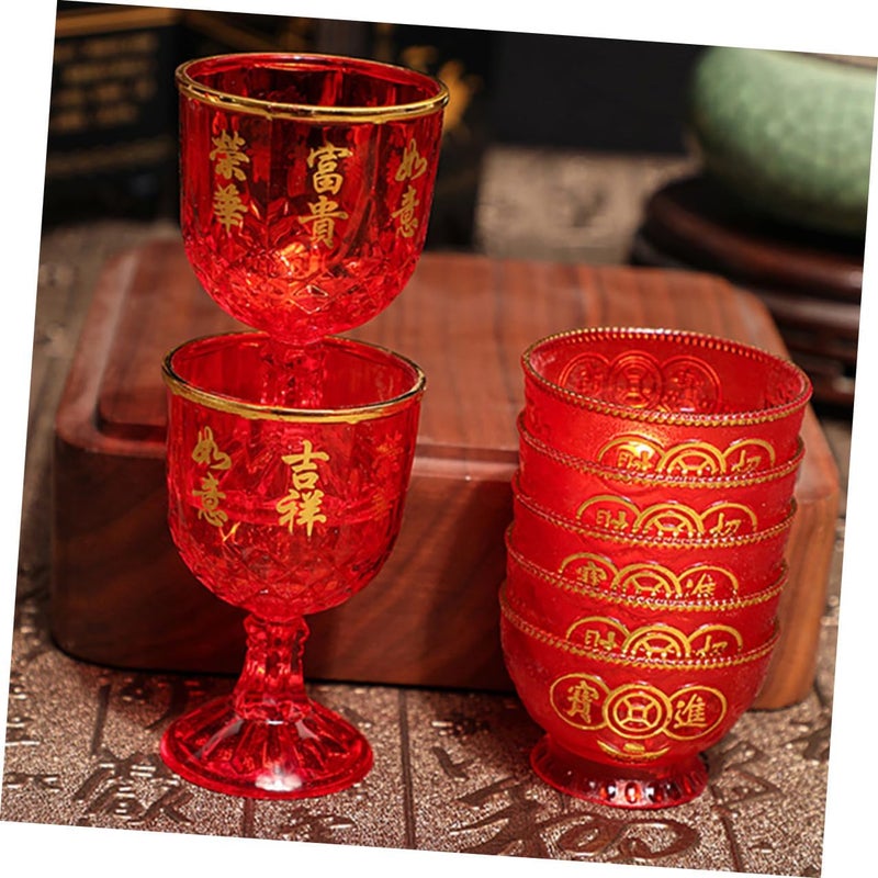 Festive Red Small Wine Cups 12pcs 40ml Plastic Wedding Party Liquor Glasses Traditional Celebration Tableware - Image 5