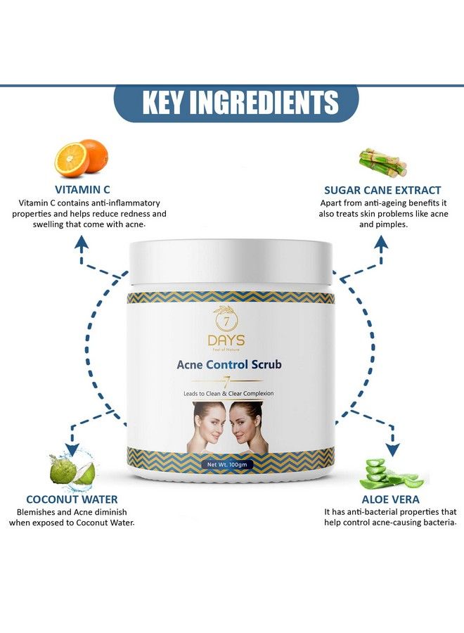 7 Days Antiacne Cappuccino Face Scrub With Coffee & Vitamin E ; Kills 99.9% Acne Causing Germs ; Exfoliates Reduces Pimples & Controls Excess Oil For Soft & Smooth Skin ; For Women & Men (100 Gm) - Image 5