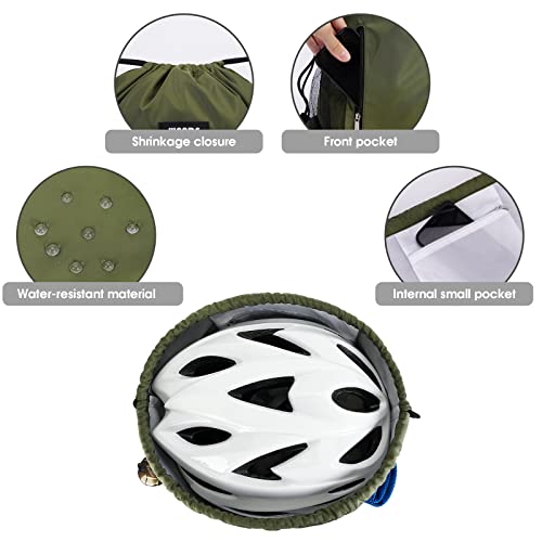 WANDF Drawstring Backpack Sports Gym Sackpack with Mesh Pockets Water Resistant String Bag for Women Men (Dark Green) - Image 3