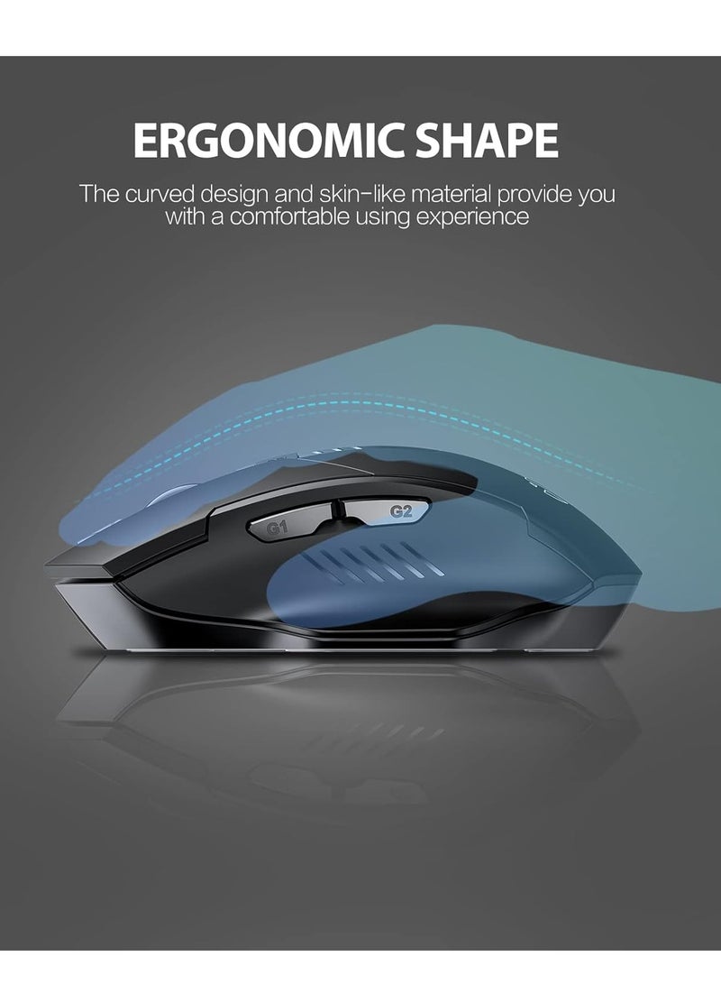 inphic A1 Wireless Mouse – Rechargeable, Silent Click, Ergonomic Design, 2.4G/ Bluetooth Dual Mode (Optional), Adjustable DPI, Portable Optical Mouse for Laptop, PC, Mac, Office & Gaming - Image 4