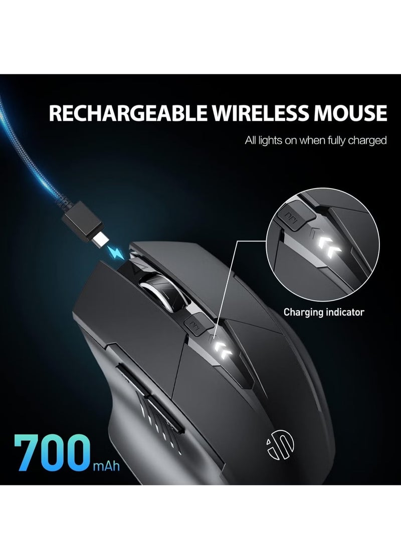inphic A1 Wireless Mouse – Rechargeable, Silent Click, Ergonomic Design, 2.4G/ Bluetooth Dual Mode (Optional), Adjustable DPI, Portable Optical Mouse for Laptop, PC, Mac, Office & Gaming - Image 5