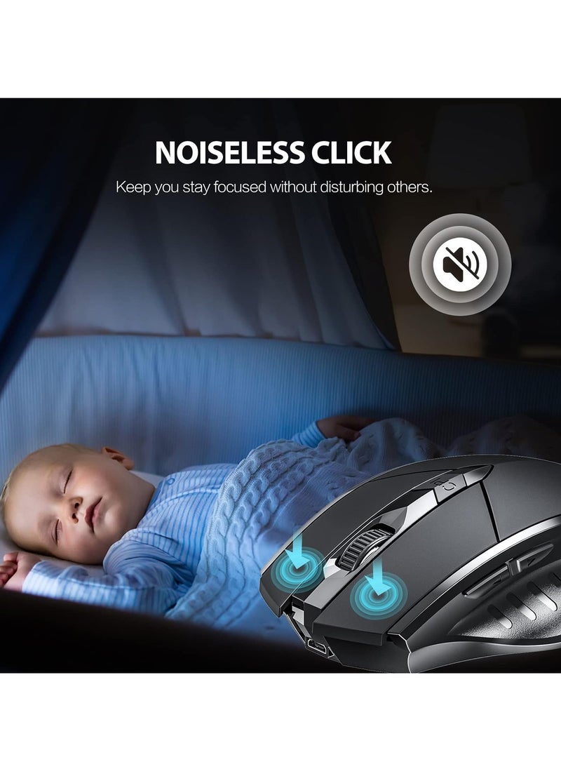 inphic - A1 Wireless Mouse – Rechargeable, Silent Click, Ergonomic Design, 2.4G/ Bluetooth Dual Mode (Optional), Adjustable DPI, Portable Optical Mouse for Laptop, PC, Mac, Office & Gaming - Image 1
