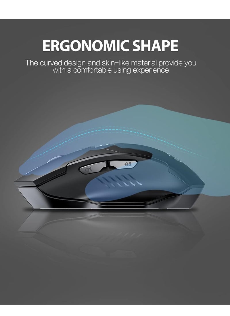 inphic - A1 Wireless Mouse – Rechargeable, Silent Click, Ergonomic Design, 2.4G/ Bluetooth Dual Mode (Optional), Adjustable DPI, Portable Optical Mouse for Laptop, PC, Mac, Office & Gaming - Image 1