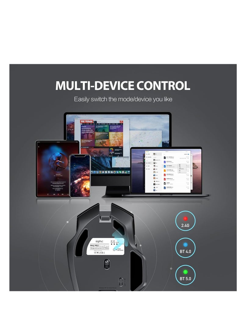 inphic - A1 Wireless Mouse – Rechargeable, Silent Click, Ergonomic Design, 2.4G/ Bluetooth Dual Mode (Optional), Adjustable DPI, Portable Optical Mouse for Laptop, PC, Mac, Office & Gaming - Image 1