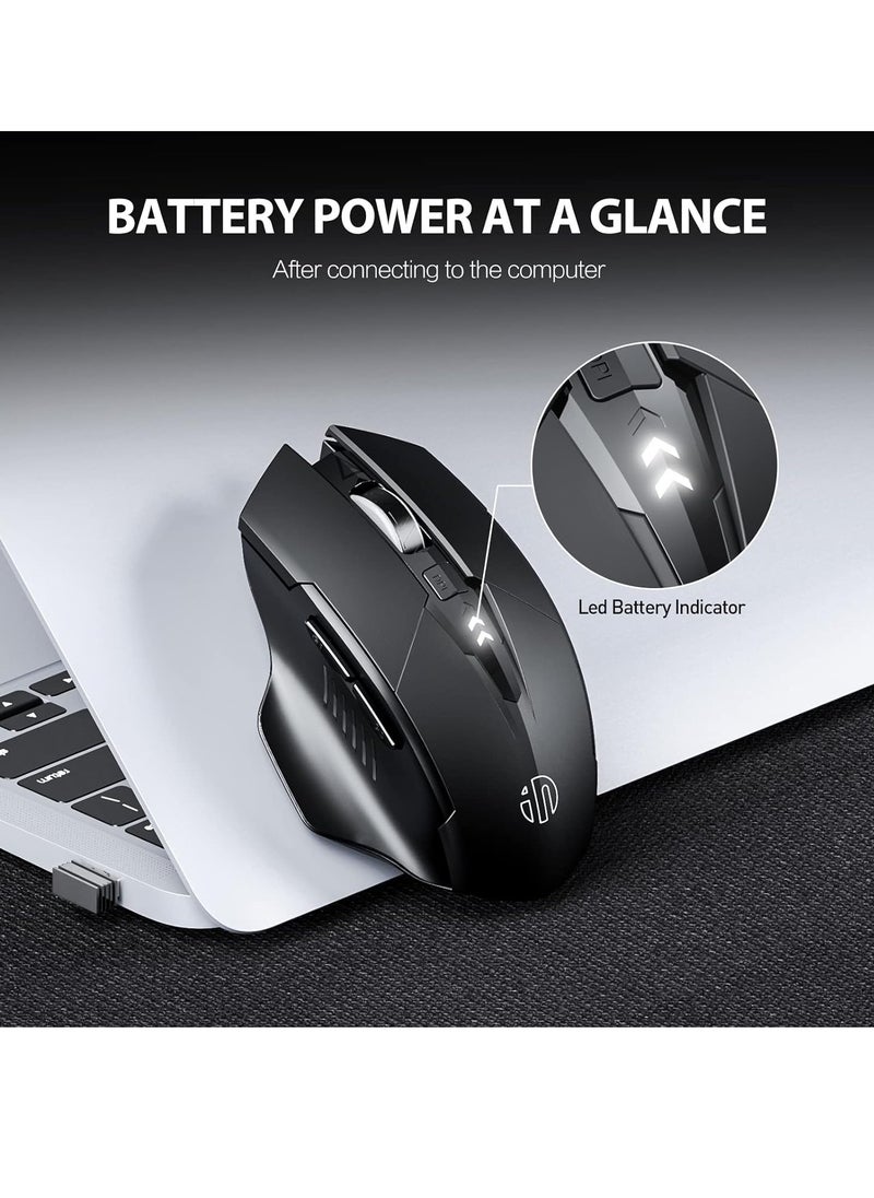inphic - A1 Wireless Mouse – Rechargeable, Silent Click, Ergonomic Design, 2.4G/ Bluetooth Dual Mode (Optional), Adjustable DPI, Portable Optical Mouse for Laptop, PC, Mac, Office & Gaming - Image 1