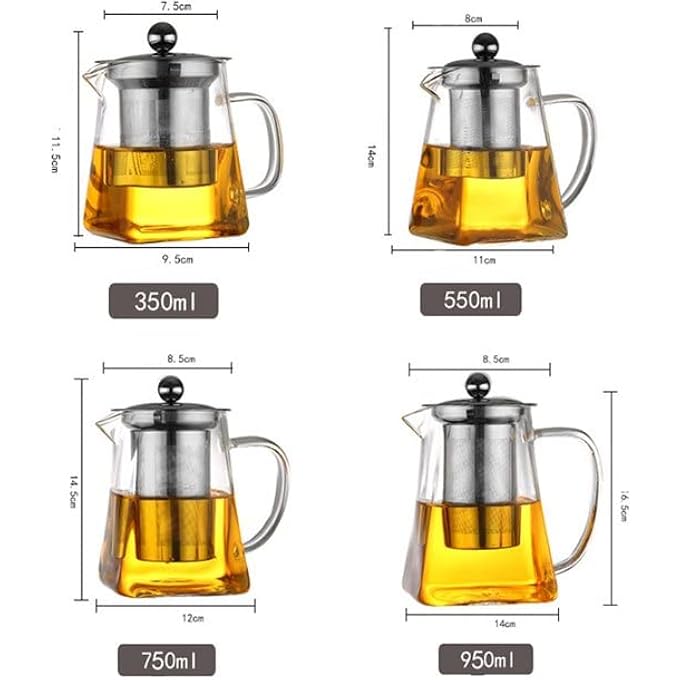 AUTOYSUR Glass Tea Kettle Stainless Steel Filter Teapot Heat Resistant Glass Tea Kettle Glass Teapot With Removable Infuser  Handle Glass Tea Pots Tea Pot For Loose Tea Teapot With Strainer750Ml - Image 4