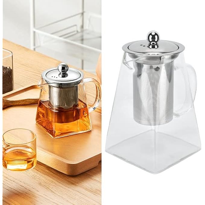 AUTOYSUR Glass Tea Kettle Stainless Steel Filter Teapot Heat Resistant Glass Tea Kettle Glass Teapot With Removable Infuser  Handle Glass Tea Pots Tea Pot For Loose Tea Teapot With Strainer750Ml - Image 3