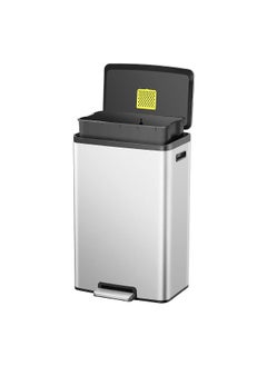 EKO Rectangular Shaped Premium Stainless Steel Pedal Bin Silver and Black 50 L  - Image 2