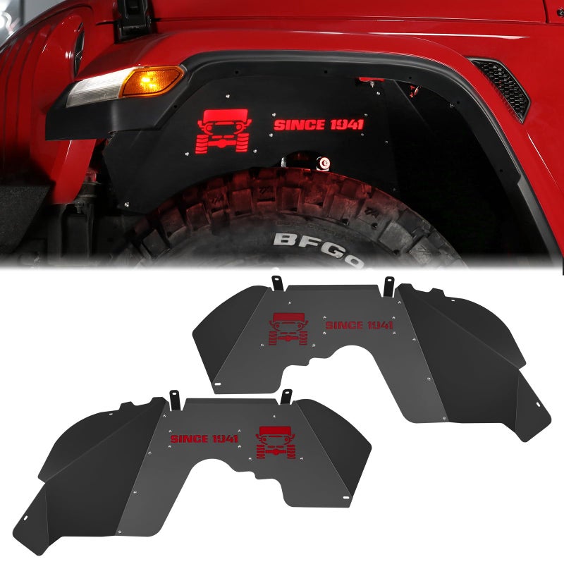 JROAD Inner Fender Front Fender Liners Compatible with Jeep Wrangler JL Aluminumwith 4 LED Lights for 20182022 Jeep Wrangler JL JLU Unlimited 2 4 Door