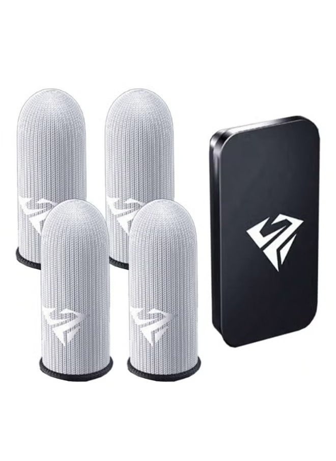 FlyDigi 2 Pair Gaming Finger Gloves Paired, Sweat-Absorbent Odorless Breathable Touch Screen Finger Cots, Esports Finger Cover, 0.3MM Fiber Without Seams Finger Cot Black/White (with Box)  - Image 1