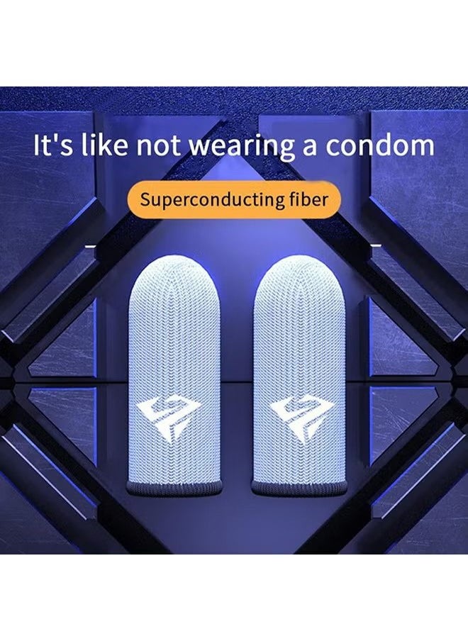 FlyDigi 2 Pair Gaming Finger Gloves Paired, Sweat-Absorbent Odorless Breathable Touch Screen Finger Cots, Esports Finger Cover, 0.3MM Fiber Without Seams Finger Cot Black/White (with Box)  - Image 2
