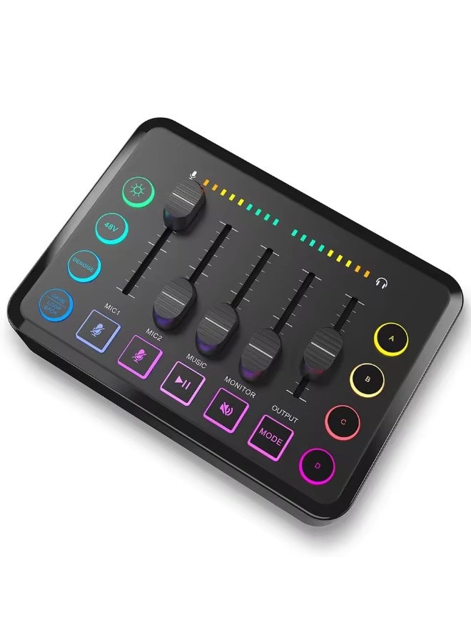 Gaming Audio Mixer,Rechargeable Audio Interface RGB Mixer with XLR Microphone Interface  - Image 1