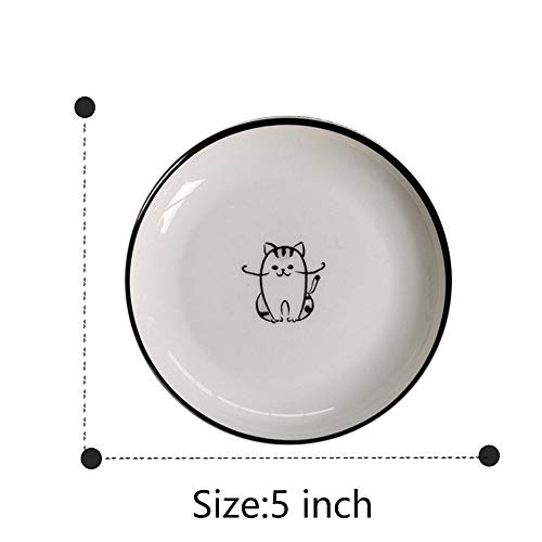 XinHuiGY Cat Ceramic Side Sauce Dishes Seasoning Dish, Sushi Soy Dipping dish,Cookie Serving Dishes,Meow Porcelain Small Tea Bag Holder Set of 4 (Cat) - Image 5
