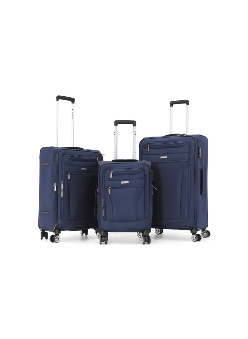 SONADA Softside Luggage Spinner Trolley Bag 3 Pieces Set,Navy (S-20",M-24",L-28") - Image 1