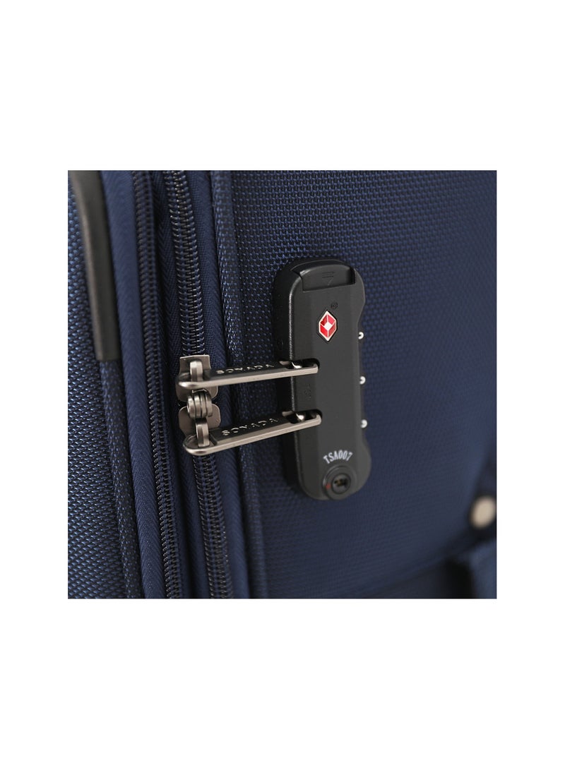 SONADA Softside Luggage Spinner Trolley Bag 3 Pieces Set,Navy (S-20",M-24",L-28") - Image 3