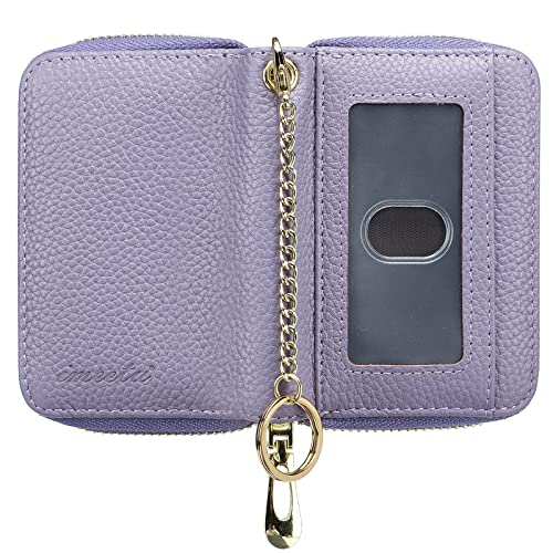 imeetu Rfid Credit Card Holder,Genuine Leather Businese Card Case,Rfid Blocking Wallet for Women & Men(Pro - Light purple) - Image 2