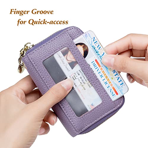 imeetu Rfid Credit Card Holder,Genuine Leather Businese Card Case,Rfid Blocking Wallet for Women & Men(Pro - Light purple) - Image 3