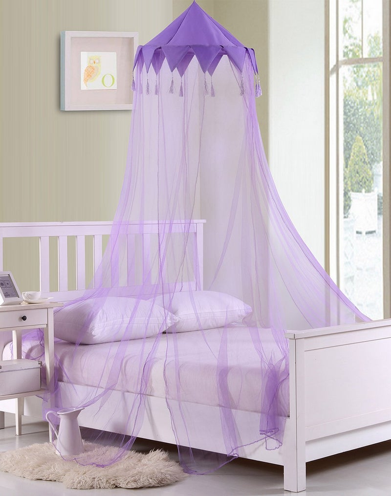 Cotton Loft Fantasy Kids Harlequin Collapsible Hoop Sheer Bed Canopy One Size Purple 
