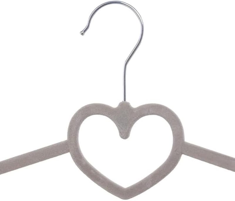 Clothes Hangers Set Of 5 Chamois Finish With Stainless Steel Hook, Non Slip Heart Shape Design, Durable Wardrobe Hangers For Shirts Dresses And Daily Use (Grey) - Image 4