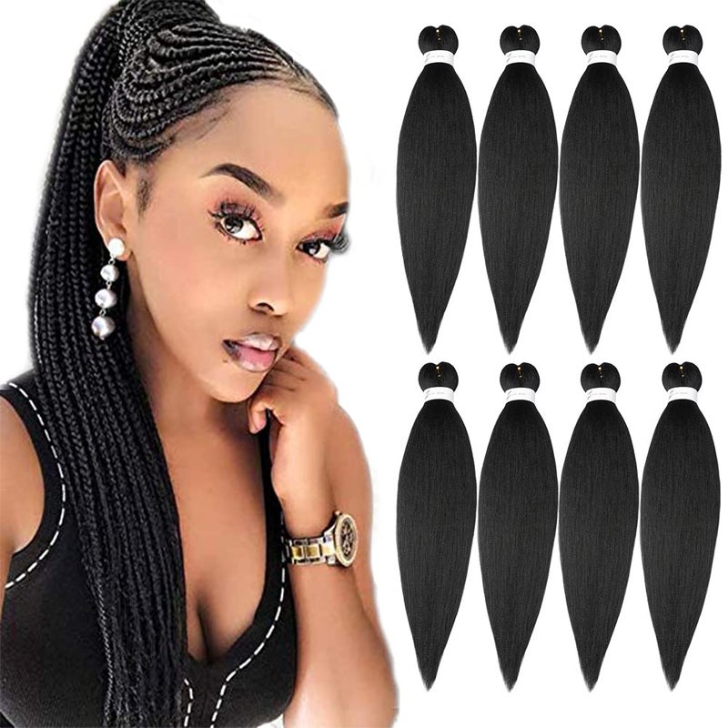 PreStretched Braiding Hair Extensions Black  188 Packs Synthetic Crochet Braids Natural Braid Crochet Hair Hot Water Setting Professional Soft Yaki Texture 18inch1B