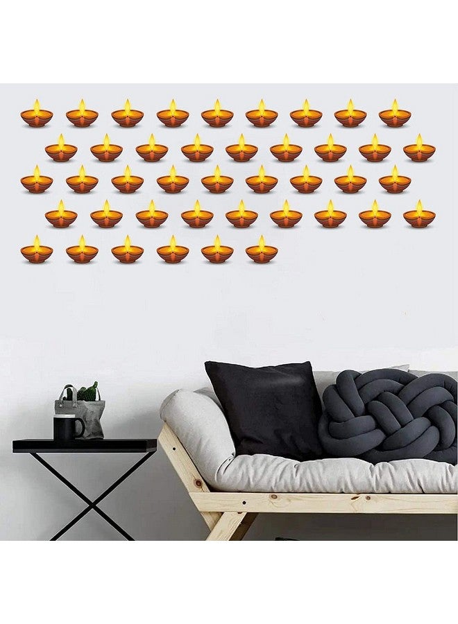 CVANU CVANU Beautiful Diwali Diya Vinyl Wall Sticker for Diwali Decoration Multicolor(Pack of 50) - Image 2