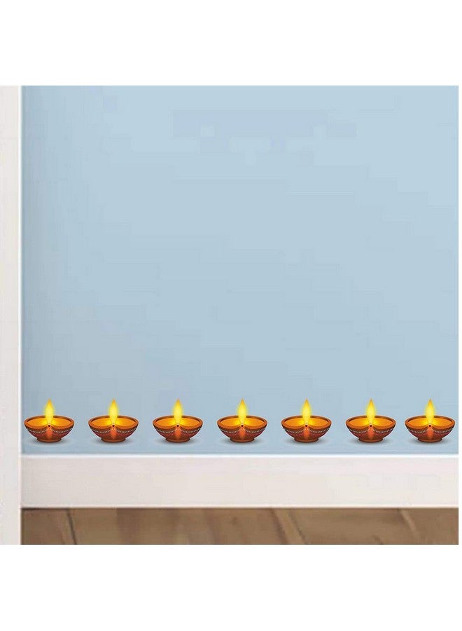 CVANU CVANU Beautiful Diwali Diya Vinyl Wall Sticker for Diwali Decoration Multicolor(Pack of 50) - Image 4