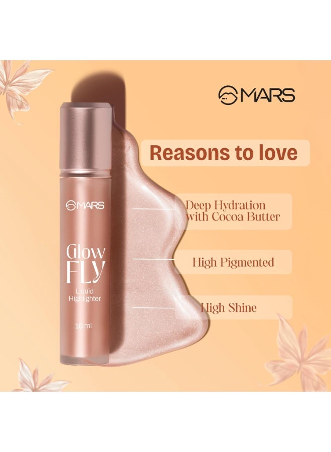 MARS Glow Fly Liquid Highlighter (10 ml) (01-WINGED ROSE) | Enriched With Sunflower Seed Oil | Radiant Glow | No Chunky Particles | Light-Weight & Long-Lasting | Ultra Blendable Formula - Image 4
