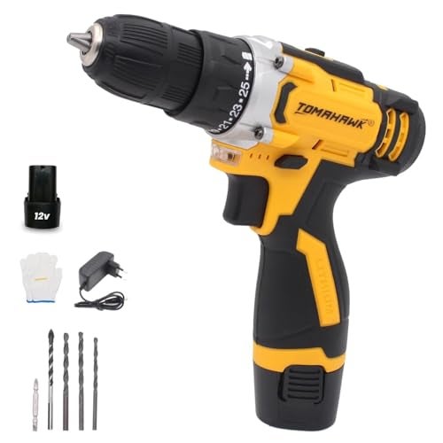 Tomahawk 12V Cordless Drill/Screwdriver Kit | 10mm Keyless Chuck, 2-Speed (350/1350 RPM), 28Nm Torque, 2 Batteries, LED Light, Variable Speed & Reverse Function (1* Battery) - Image 1