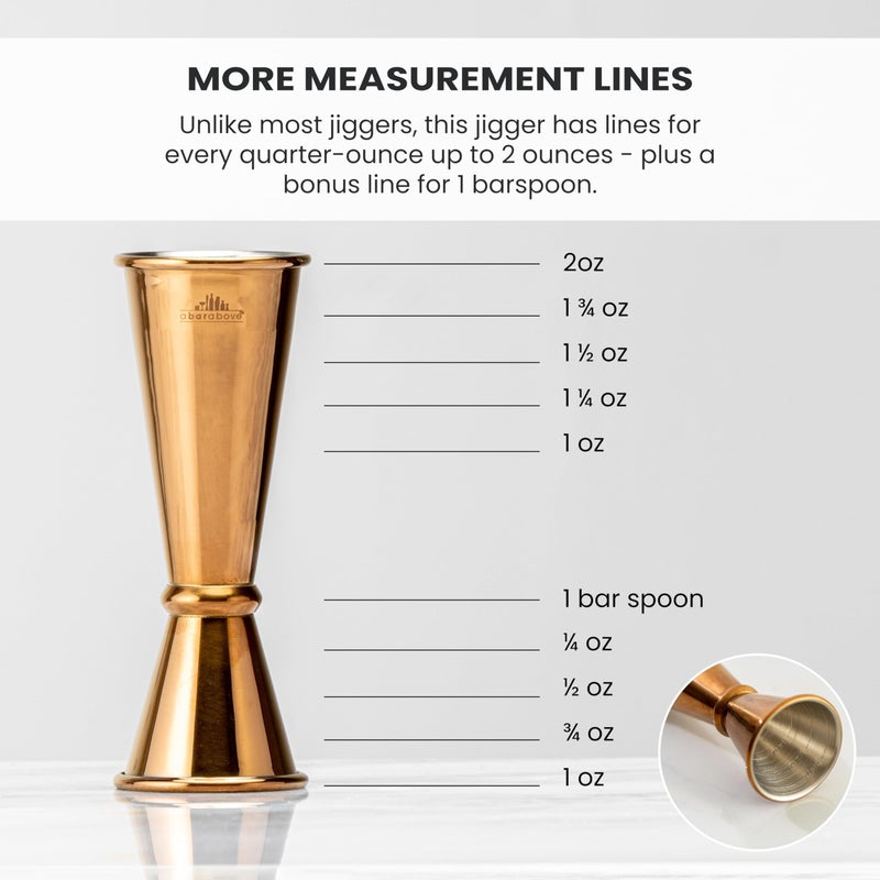 A Bar Above Premium Japanese Jigger, With 8 Measurements Inside, Professional and Heavy Duty, 304 Stainless Steel Cocktail Double Jigger for Bartending, 1 Pack, Stainless Steel - Image 4