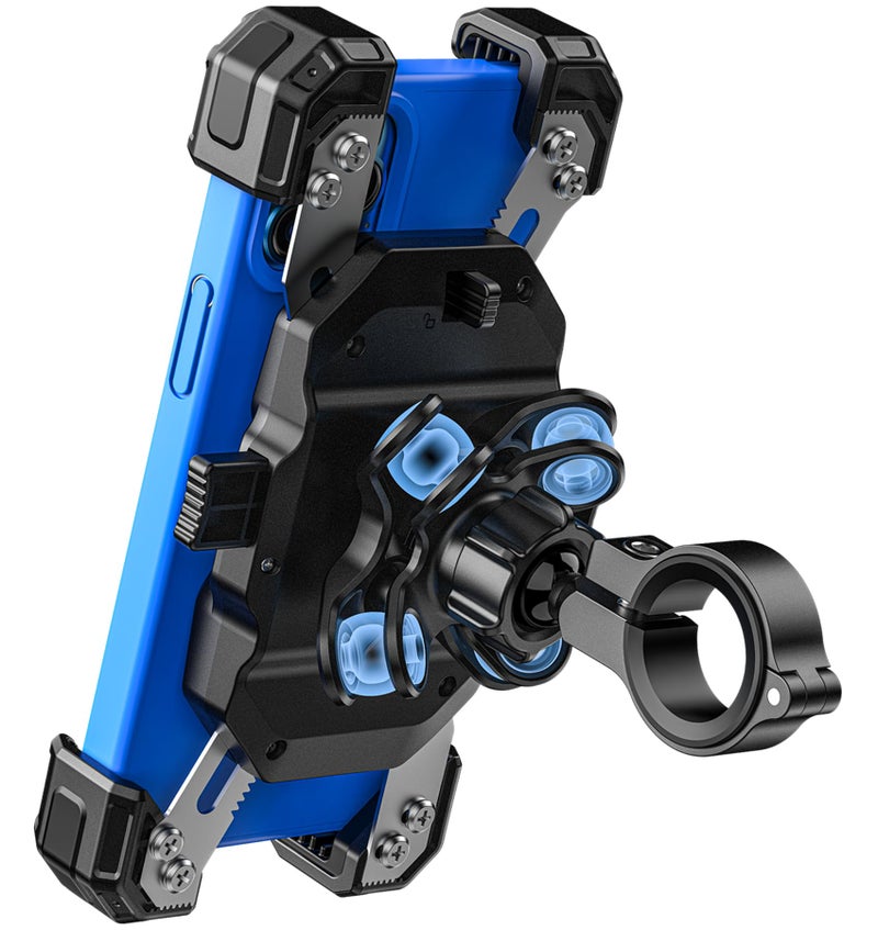 VAZESWIN Motorcycle Phone Mount with Vibration Dampener, 1s Lock Bike Phone Holder with Aluminum Alloy Handlebar Mounting Base, One-Handed Operation Motorcycle Cellphone Mount for 5.5"-7.2" Smartphone - Image 1