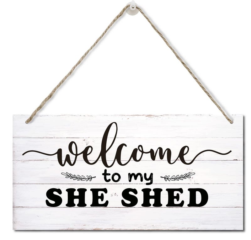 Razpah ريفي هي سقيفة ديكور ديكور طباعة الخشب لافتة الجدار معلقة Shed Room Sign Farmhouse Rustic Wall Decor Sign Gift Rustic Farmhouse Wall Decor - Image 1