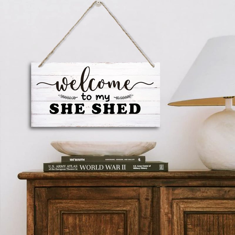 Razpah ريفي هي سقيفة ديكور ديكور طباعة الخشب لافتة الجدار معلقة Shed Room Sign Farmhouse Rustic Wall Decor Sign Gift Rustic Farmhouse Wall Decor - Image 2