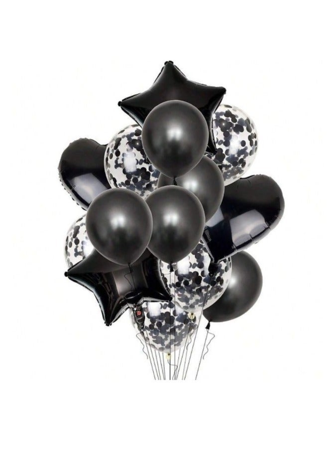 Black latex and aluminum balloons for decorating birthday parties, baby shower parties and special parties, 14 pieces - Image 1