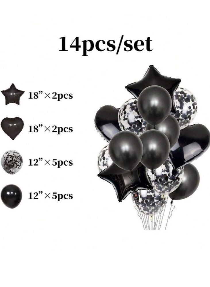 Black latex and aluminum balloons for decorating birthday parties, baby shower parties and special parties, 14 pieces - Image 2