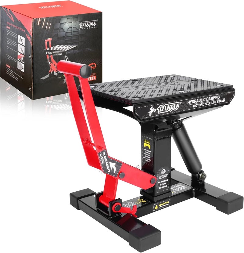 RUTU Heavy Duty Hydraulic Motorcycle Lift Stand Jack - 1400 Lbs Capacity for Dirt Bikes and ATVs - Image 1