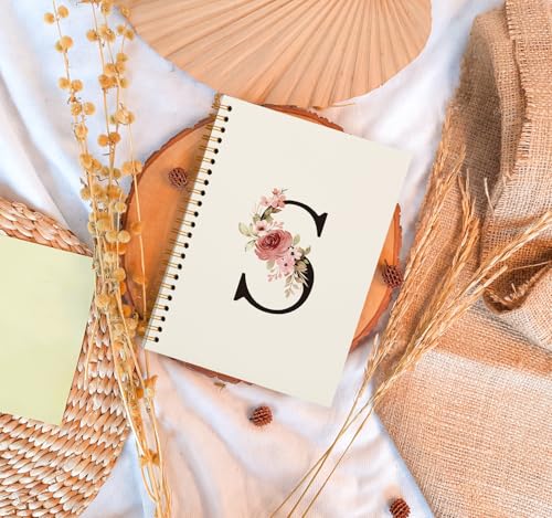 OXW Cute Personalized Custom Initial S Notebook, Cute Notebook Journal Customized Gifts for College Girls, Monogrammed Gifts for Women Teen Girls Friends, Cute Girly Gifts for Her Teenage Girls(5.5'' X 8.3'') - Image 2