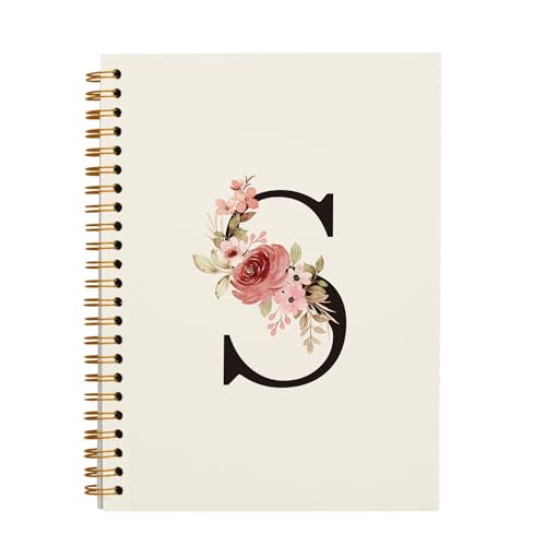 OXW Cute Personalized Custom Initial S Notebook, Cute Notebook Journal Customized Gifts for College Girls, Monogrammed Gifts for Women Teen Girls Friends, Cute Girly Gifts for Her Teenage Girls(5.5'' X 8.3'') - Image 1