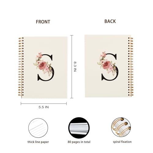 OXW Cute Personalized Custom Initial S Notebook, Cute Notebook Journal Customized Gifts for College Girls, Monogrammed Gifts for Women Teen Girls Friends, Cute Girly Gifts for Her Teenage Girls(5.5'' X 8.3'') - Image 4
