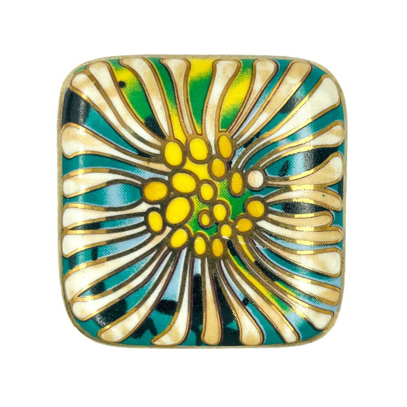 J P Hardware JP Hardware Ceramic Square Knobs Drawer Pulls for Cabinets and Home Kitchen 42mm Gold Multicolour Pack of 4 Ceramic Square Knob 1 - Image 1