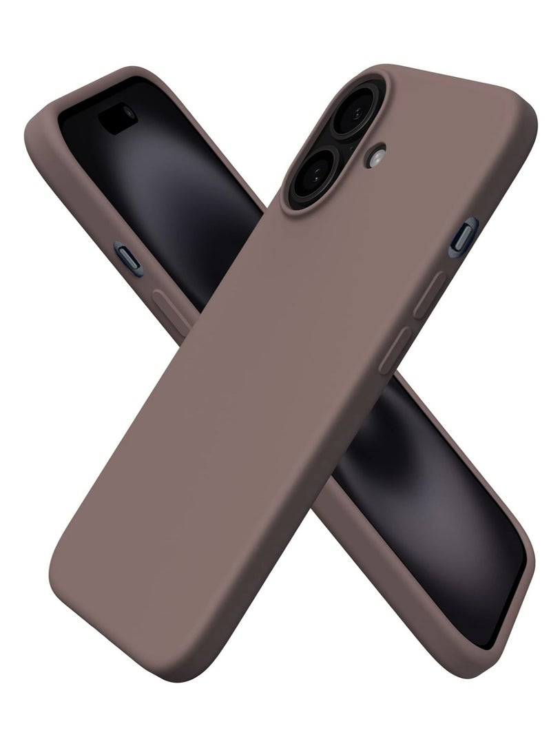 Generic - Compatible with  iPhone 16 Case  Slim Liquid Silicone 3 Layers Soft Gel Rubber Shockproof Protective Case with Anti-Scratch Microfiber Lining-Light Brown - Image 1