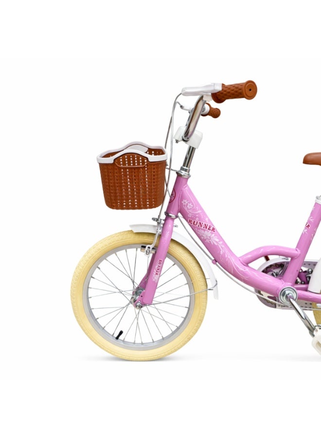 رانر بنات رنر بيرل 16 بوصة مع عجلات مساعدة، سلة أمامية وحامل خلفي - Image 4