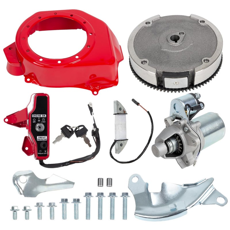 RANSOTO Electric Start Motor Kit Flywheel Ignition Switch Kit Compatible with Honda GX160 GX200&More 2~3KW 5.5HP 6.5HP 4 Stroke Engines 212cc Non hemi Engine - Image 1