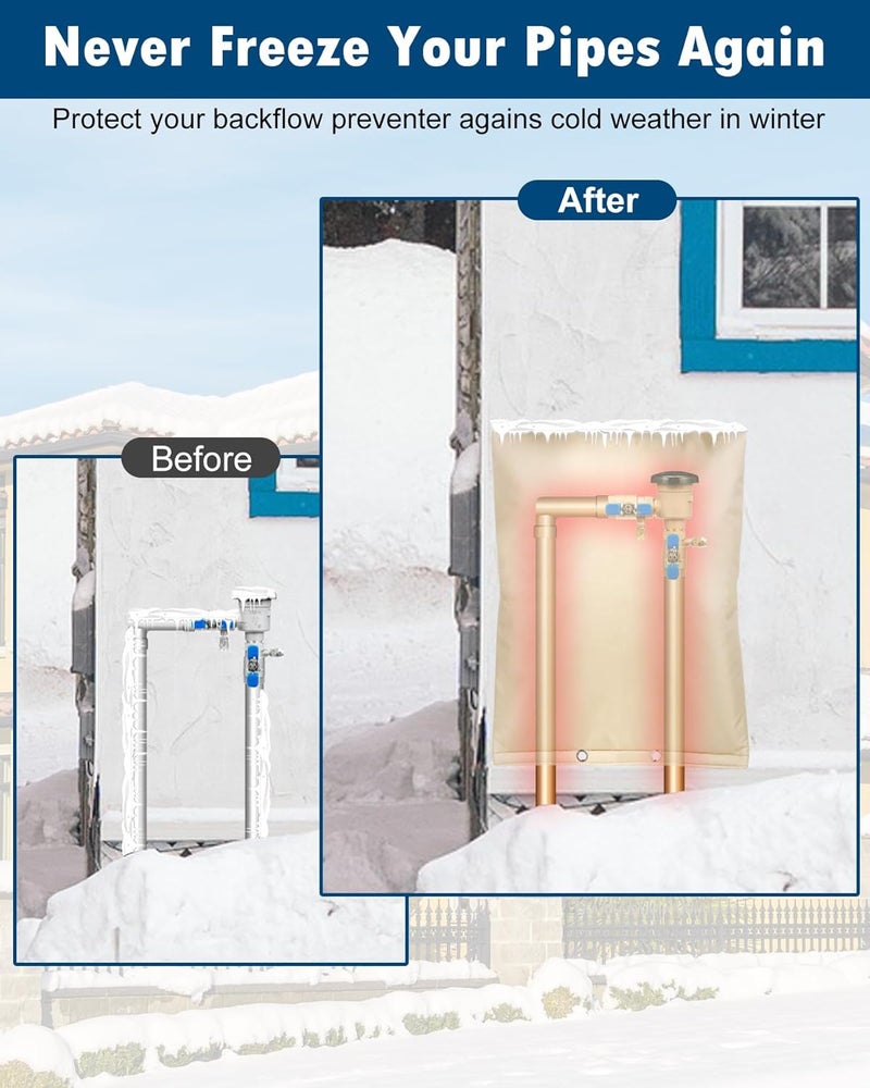 Actgan 36"X36" 5F Backflow Preventer Insulation Cover, Waterproof, Beige Cotton Blend, Versatile Plumbing Fixture Cover - Image 3