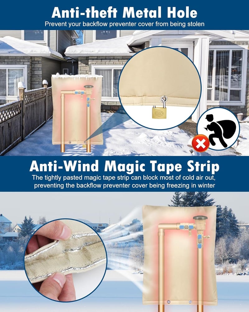 Actgan 36"X36" 5F Backflow Preventer Insulation Cover, Waterproof, Beige Cotton Blend, Versatile Plumbing Fixture Cover - Image 5