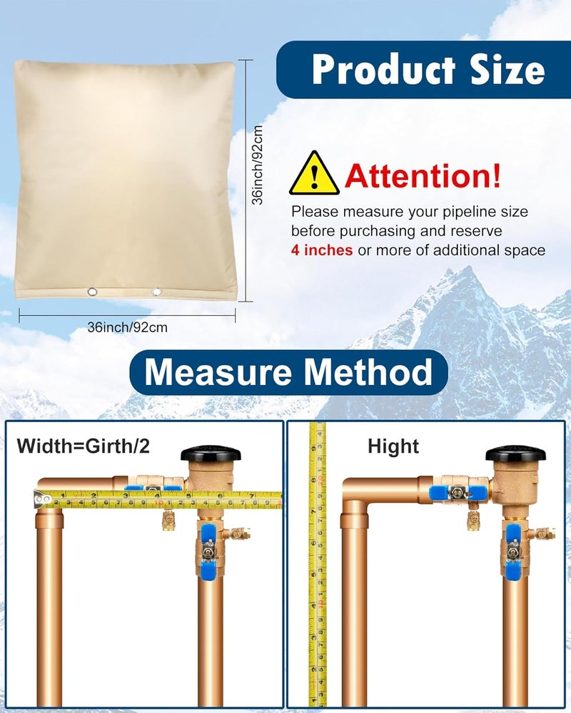 Actgan 36"X36" 5F Backflow Preventer Insulation Cover, Waterproof, Beige Cotton Blend, Versatile Plumbing Fixture Cover - Image 2