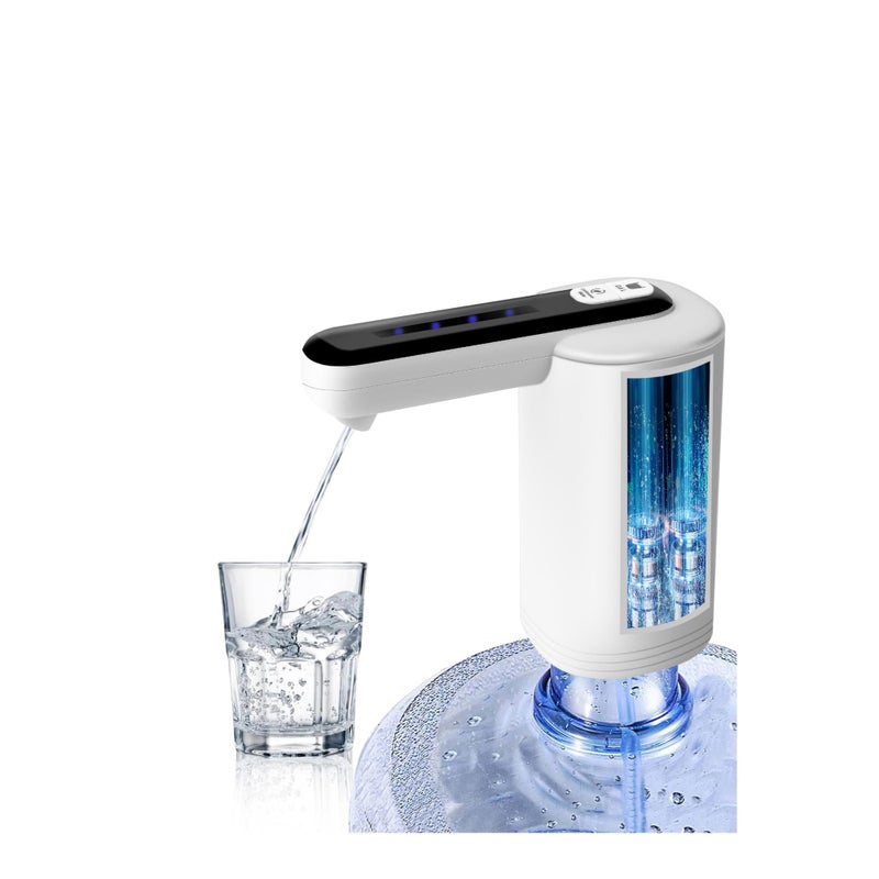 SOLARAE Electric Water Bottle Pump, Water Dispenser for 5 Gallon Bottle, Portable Electric Drinking Water Pump, Universal 2-Motor Faster Pumping Water Pump, Silent Electric Water Jug Dispenser White - Image 1