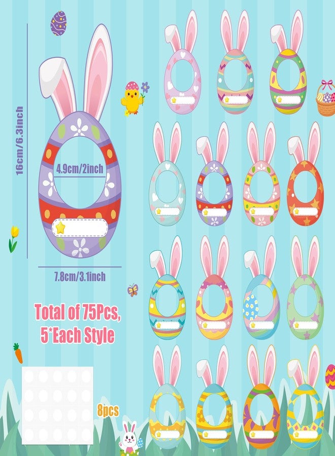 CPicdn 83Pcs Easter Bunny Ear Egg Cutouts for Bulletin Board Decorations, Colorful Easter Rabbit DIY Photo Name Tag Craft Kit, Spring Classroom Chalkboard Door Wall Decor Home School Party Supplies - Image 2