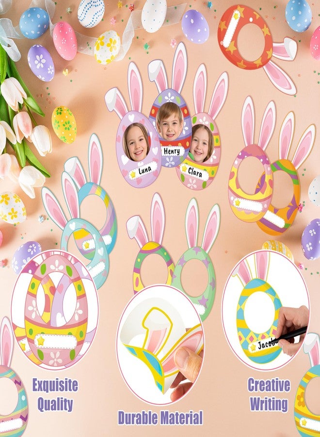 CPicdn 83Pcs Easter Bunny Ear Egg Cutouts for Bulletin Board Decorations, Colorful Easter Rabbit DIY Photo Name Tag Craft Kit, Spring Classroom Chalkboard Door Wall Decor Home School Party Supplies - Image 3