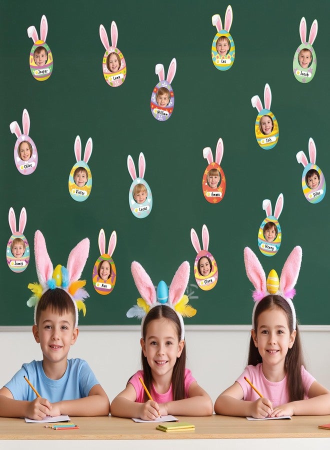 CPicdn 83Pcs Easter Bunny Ear Egg Cutouts for Bulletin Board Decorations, Colorful Easter Rabbit DIY Photo Name Tag Craft Kit, Spring Classroom Chalkboard Door Wall Decor Home School Party Supplies - Image 5